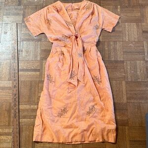 Orange Floral vintage Dress